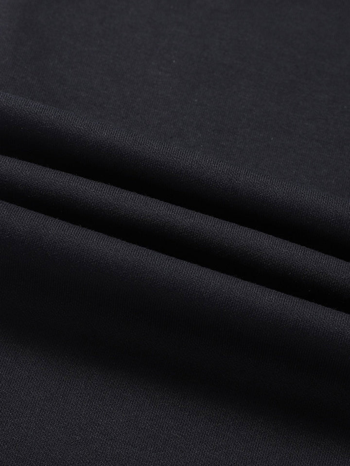 Solid Zipper Pocket Cotton Straight Leg Pants