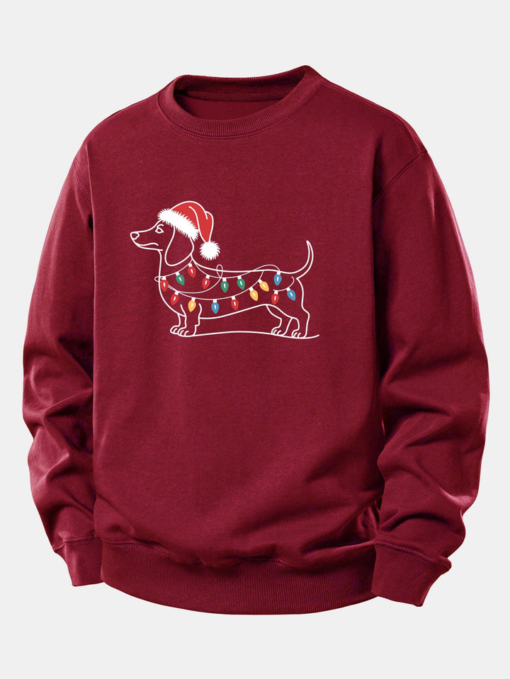Christmas Light Dog Print Relax Fit Sweatshirt