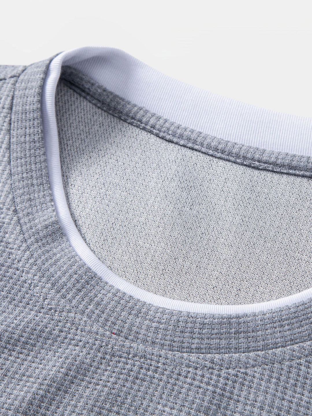 2 In 1 Long Sleeved Crew Neck Waffle T-Shirt