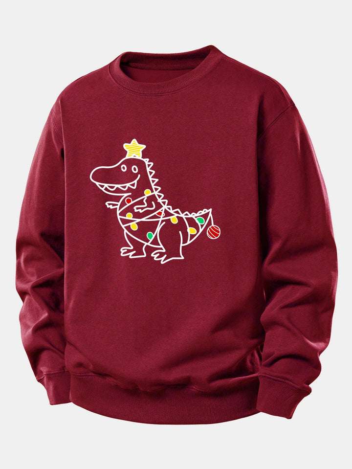 Christmas Dinosaur Print Relax Fit Sweatshirt
