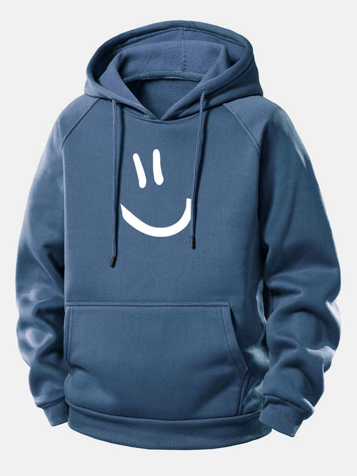 Smiley Face Print Drawstring Hoodie