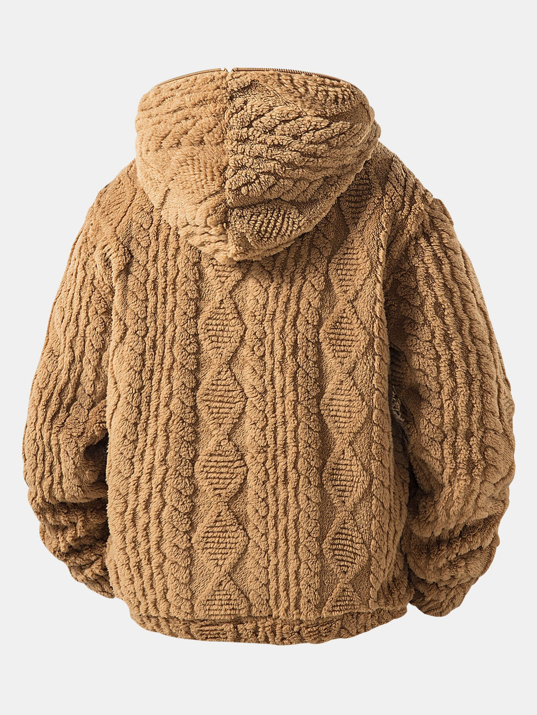 Geometric Jacquard Teddy Half-Zip Hoodie