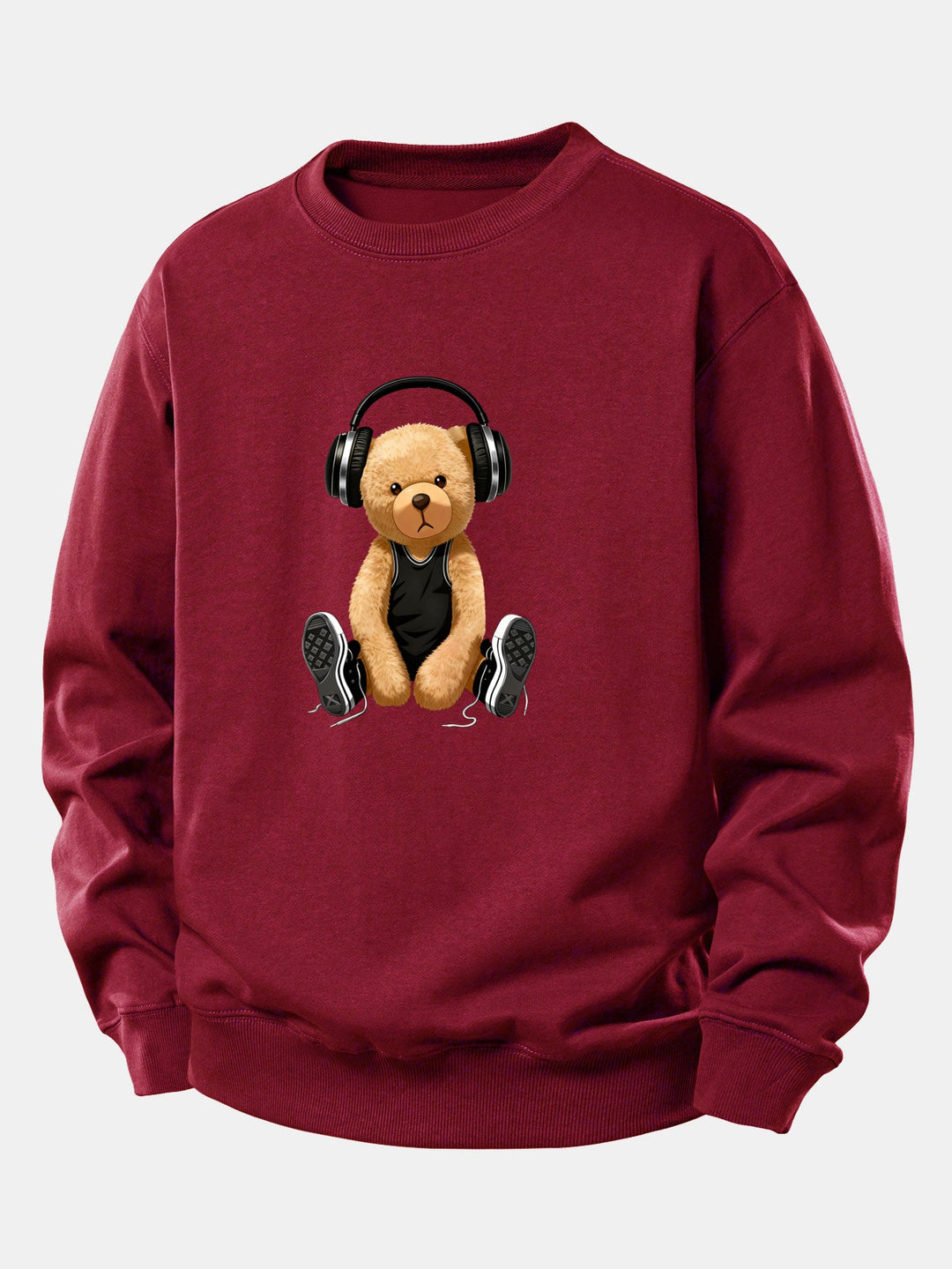 Headphone Bear Print Relax Fit Sweatshirt