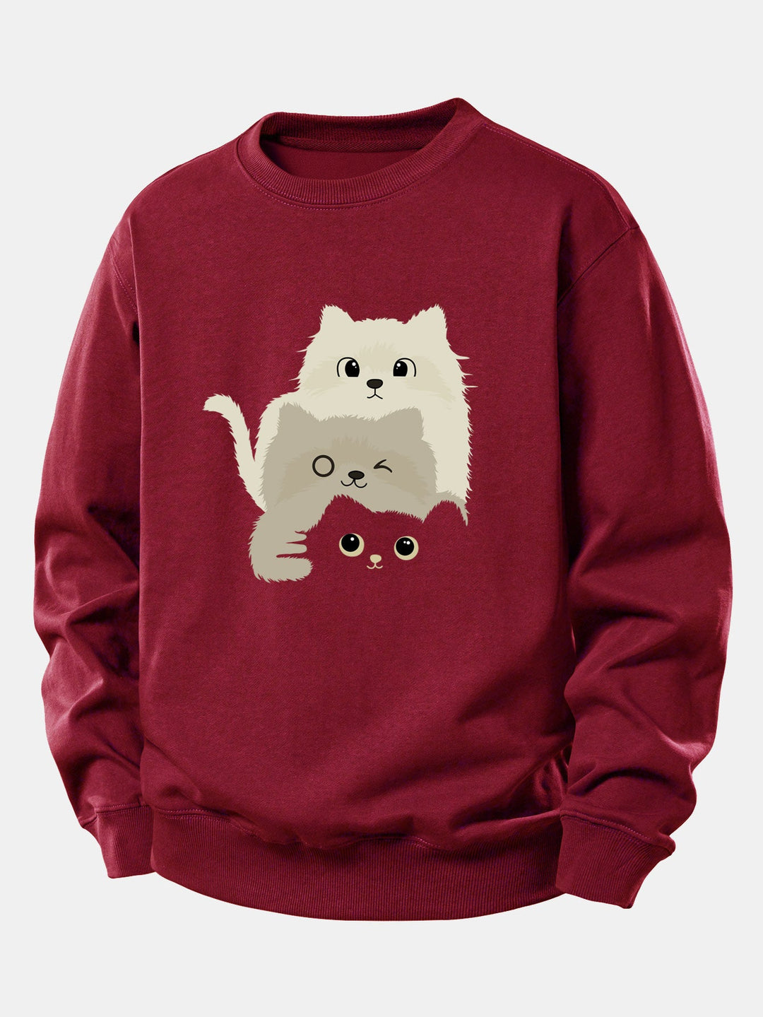 Three Cats Print Relax Fit Sweatshirt