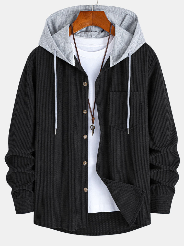 Waffle Corduroy Hooded Shirt
