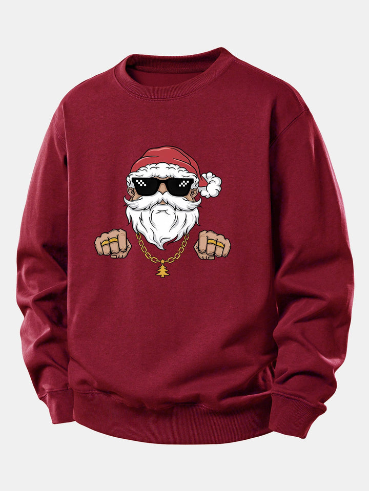 Hip Hop Santa Claus Print Relax Fit Sweatshirt