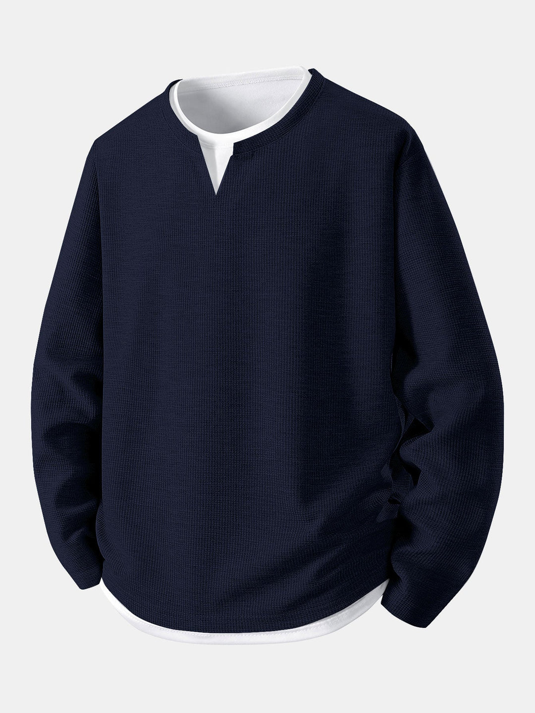 Relax Fit Long Sleeve 2 In 1 Waffle T-Shirt