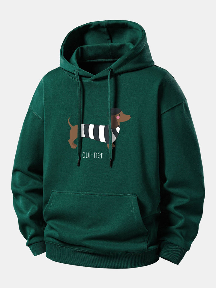 French Dachshund Print Relax Fit Hoodie