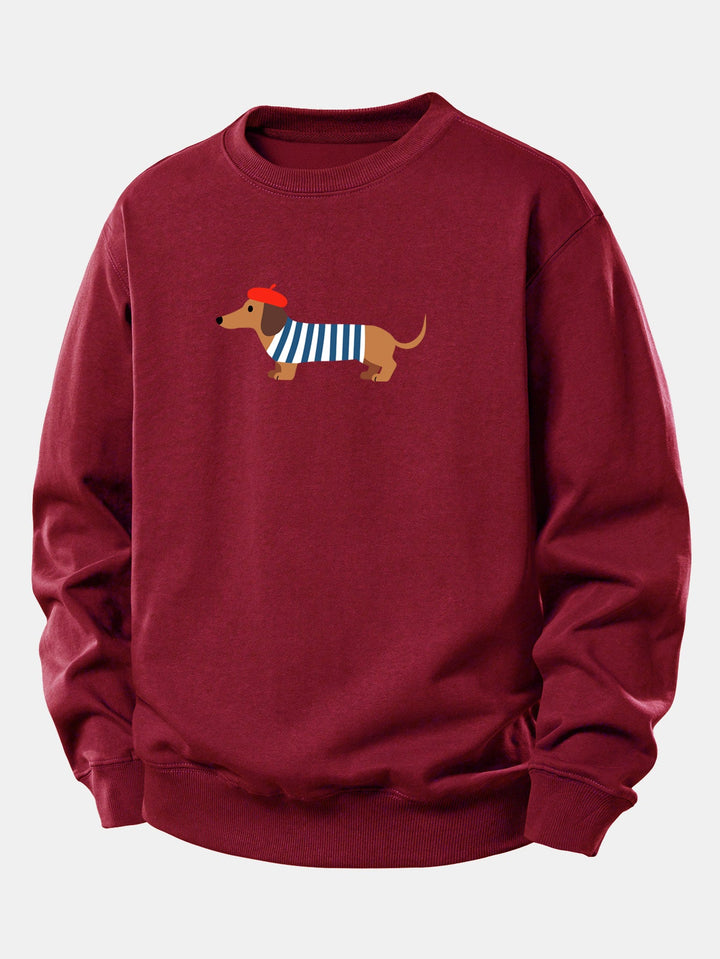 French Dachshund Print Relax Fit Sweatshirt
