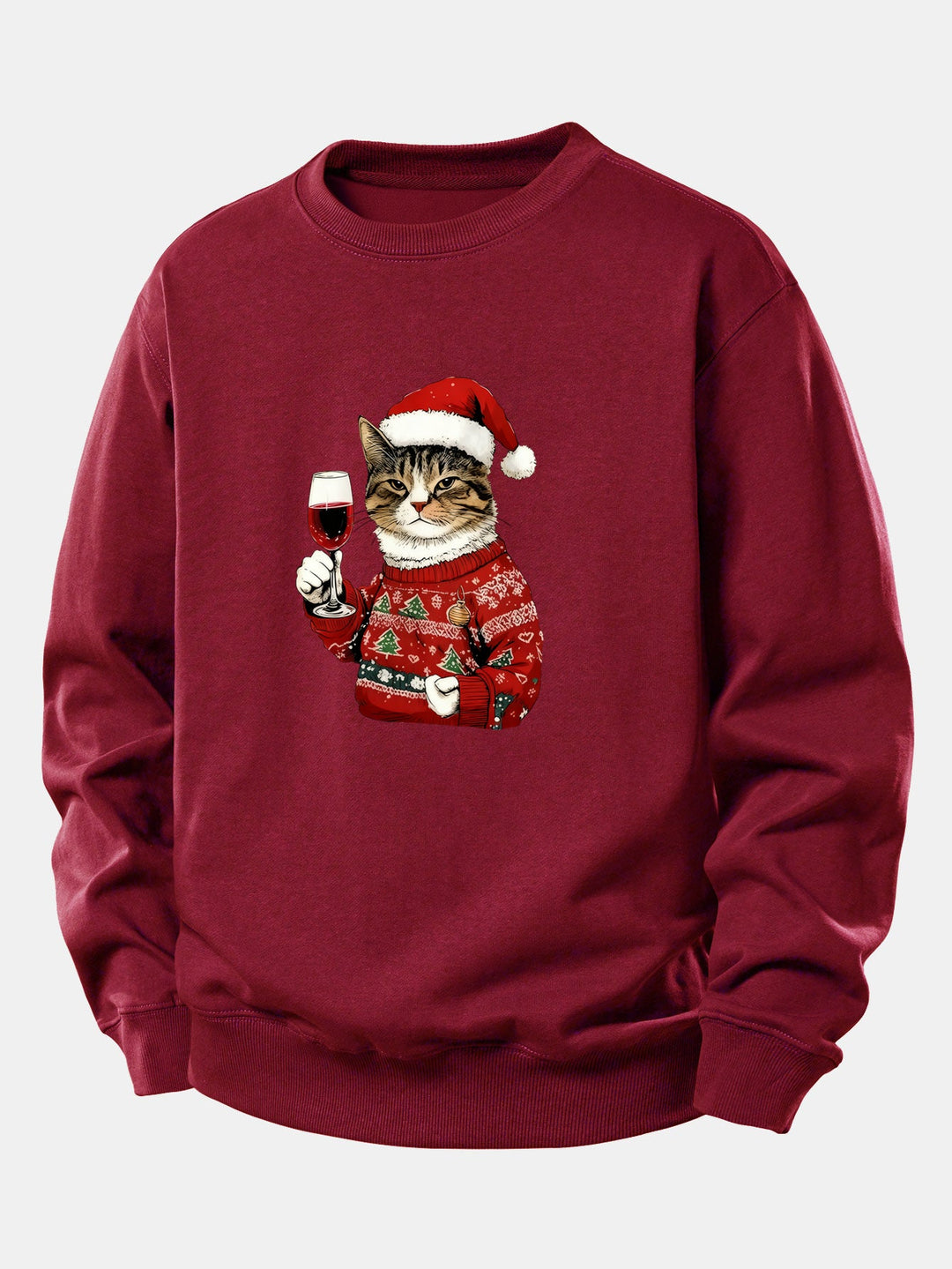 Christmas Cat Print Relax Fit Sweatshirt
