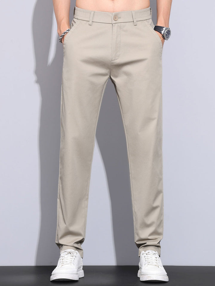 Elastic Waist Straight Leg Trousers