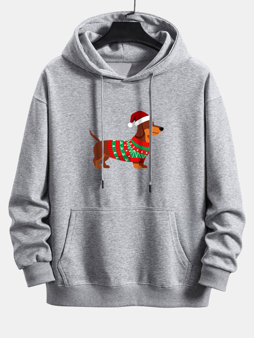 Christmas Dachshund Print Relax Fit Hoodie