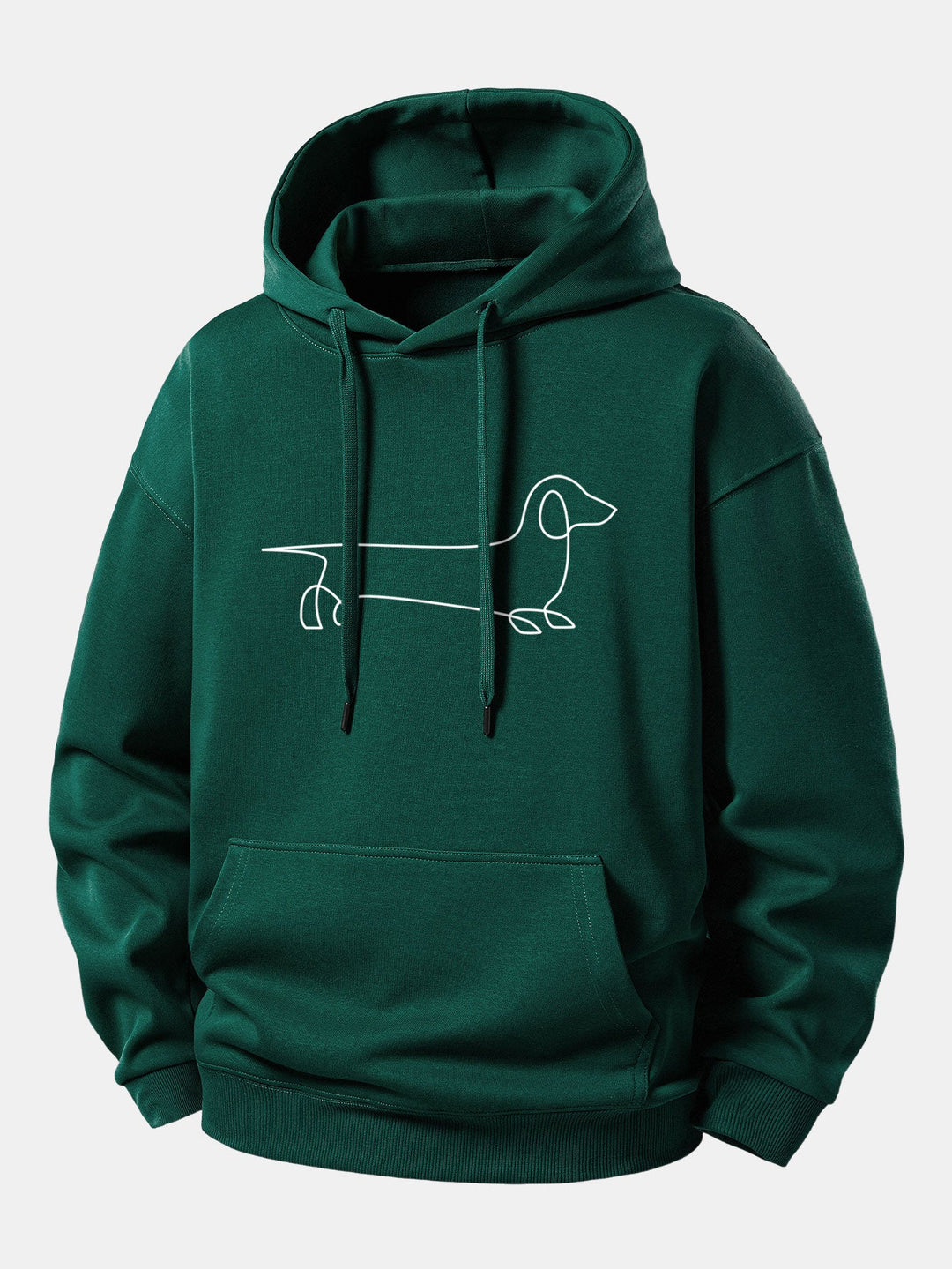 Line Dachshund Print Relax Fit Hoodie