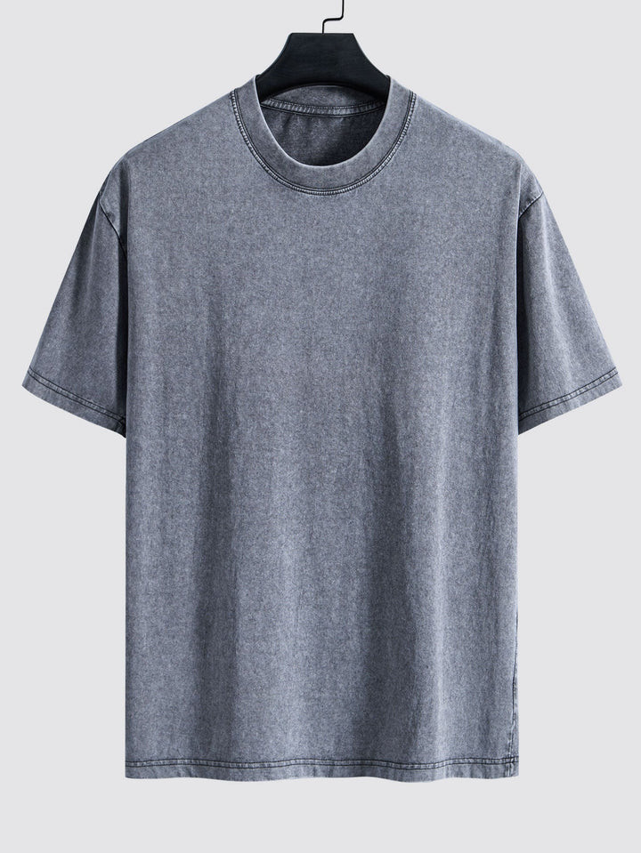 Basic Washed Distressed Drop Shoulder Oversize T-Shirt
