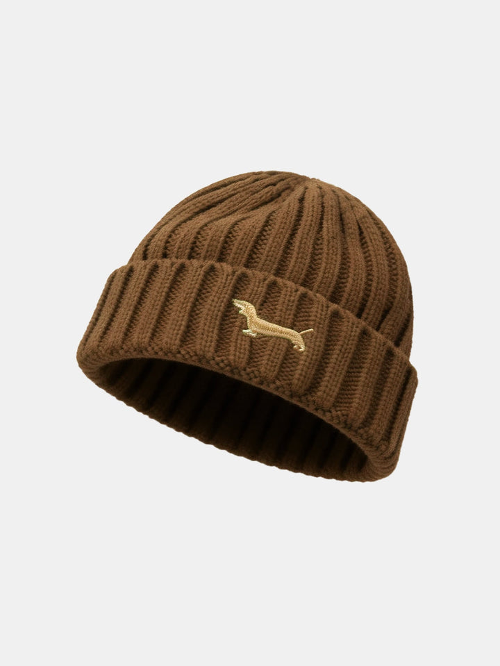 Dachshund Embroidered Pattern Thick And Warm Knitted Hat