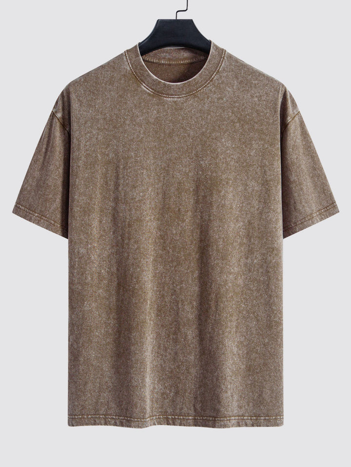 Basic Washed Distressed Drop Shoulder Oversize T-Shirt