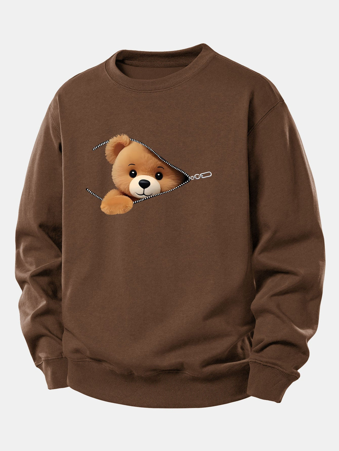 Zipper Bear Print Relax Fit Sweatshirt