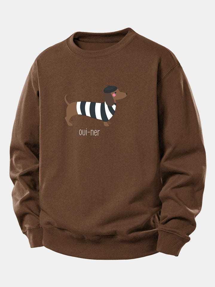 French Dachshund Print Relax Fit Sweatshirt