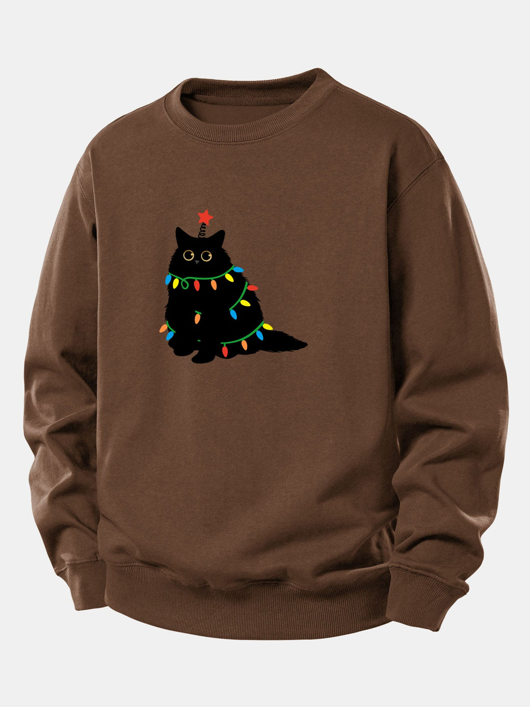 Colorful Light Black Cat Print Relax Fit Sweatshirt