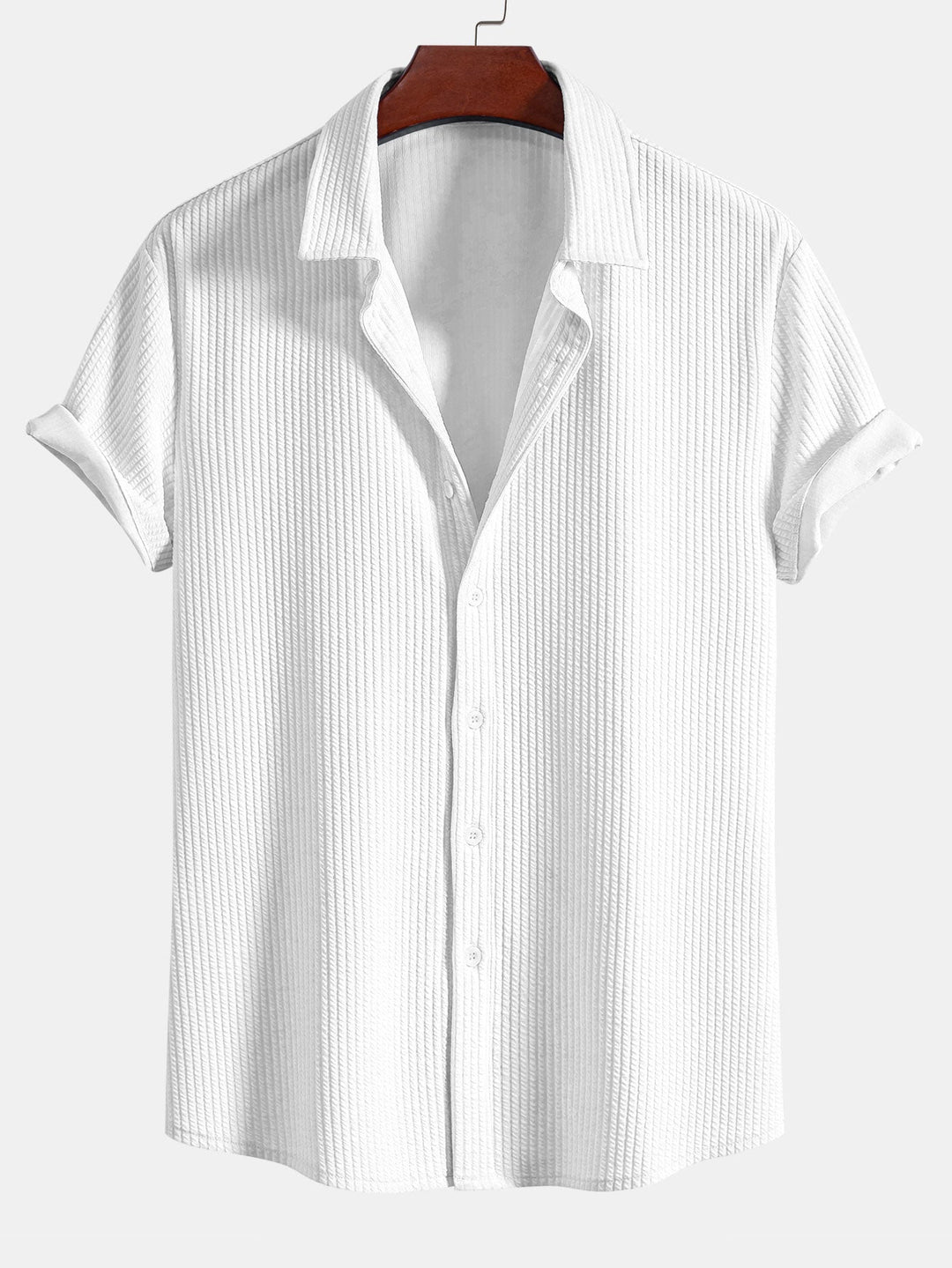Muscle Fit Ribbed Button Up Shirt