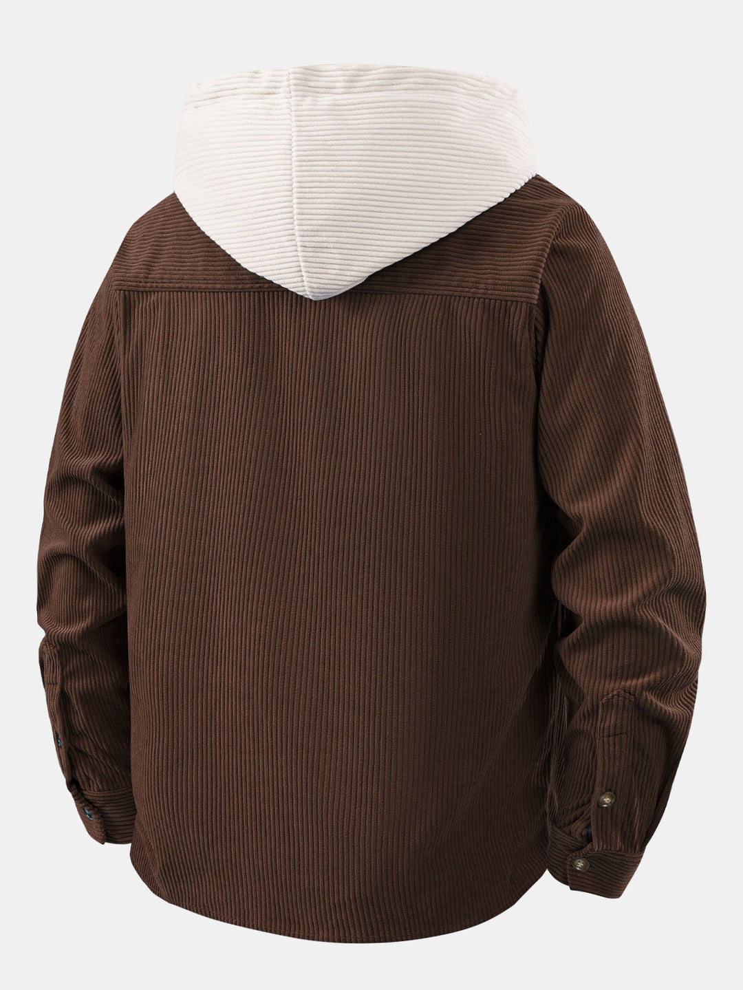 Long Sleeved Contrast Corduroy Hooded Shirt