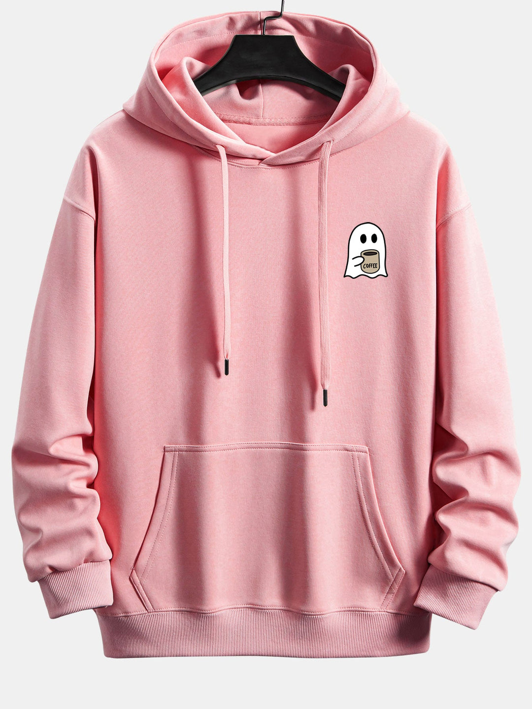 Ghost Drinking Coffee Print Relax Fit Hoodie