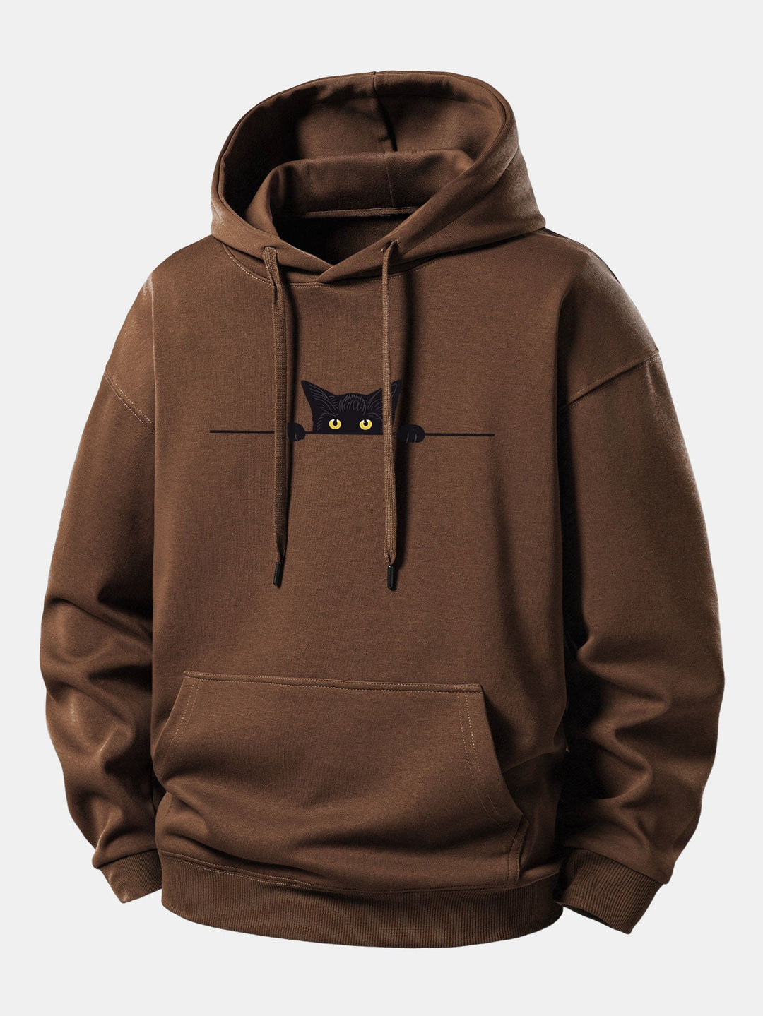 Black Cat Print Relax Fit Hoodie