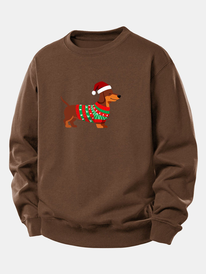 Christmas Dachshund Print Relax Fit Sweatshirt