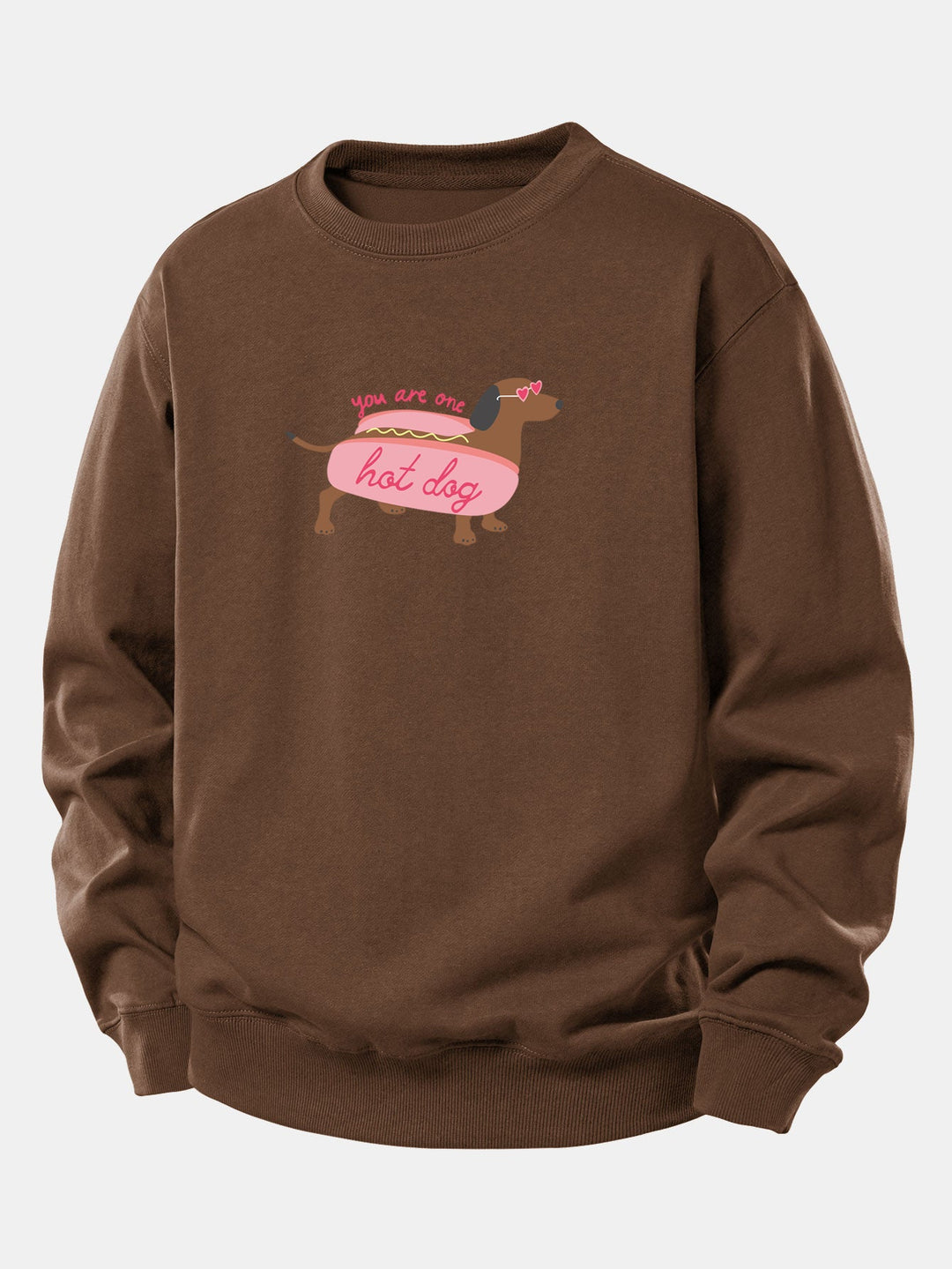 Hot Dog Dachshund Print Relax Fit Sweatshirt