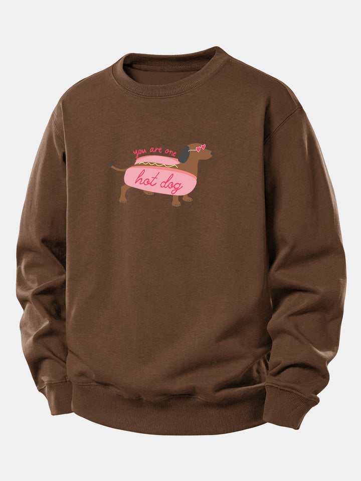 Hot Dog Dachshund Print Relax Fit Sweatshirt