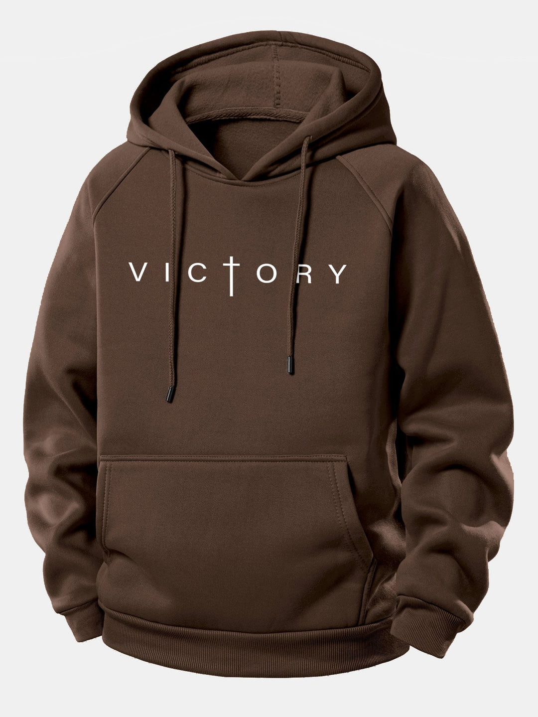 Victory Slogan Print Drawstring Hoodie
