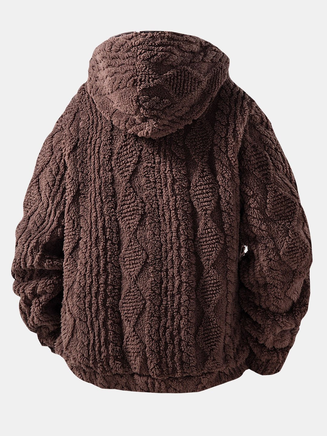 Geometric Jacquard Teddy Half-Zip Hoodie