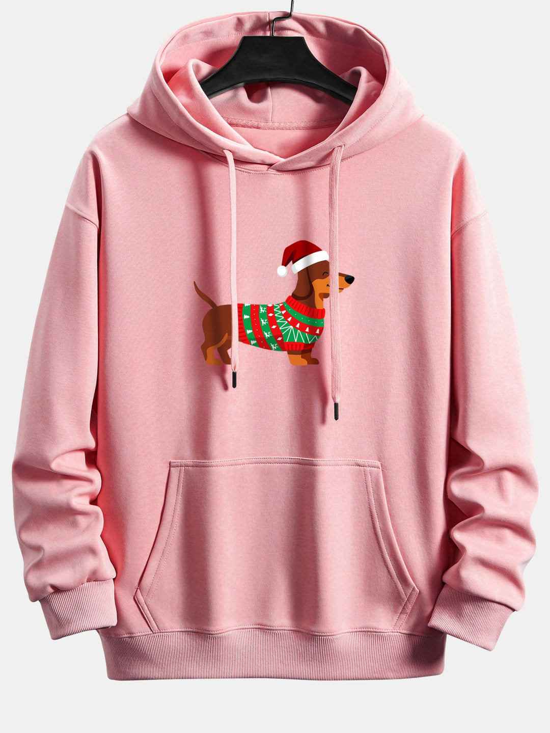 Christmas Dachshund Print Relax Fit Hoodie