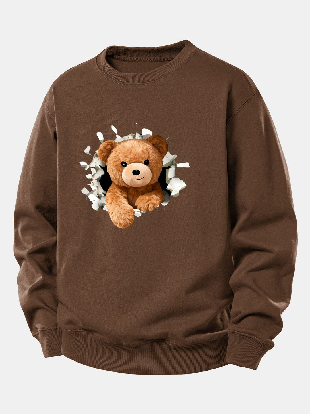 Bear Breaking Through The Wall Print Relax Fit Sweatshirt