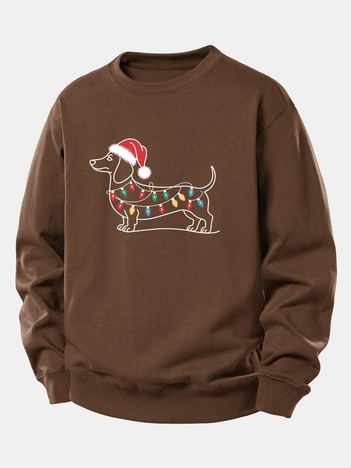 Christmas Light Dog Print Relax Fit Sweatshirt