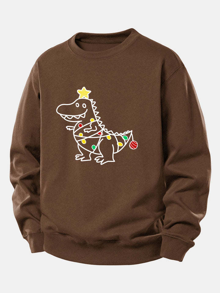 Christmas Dinosaur Print Relax Fit Sweatshirt