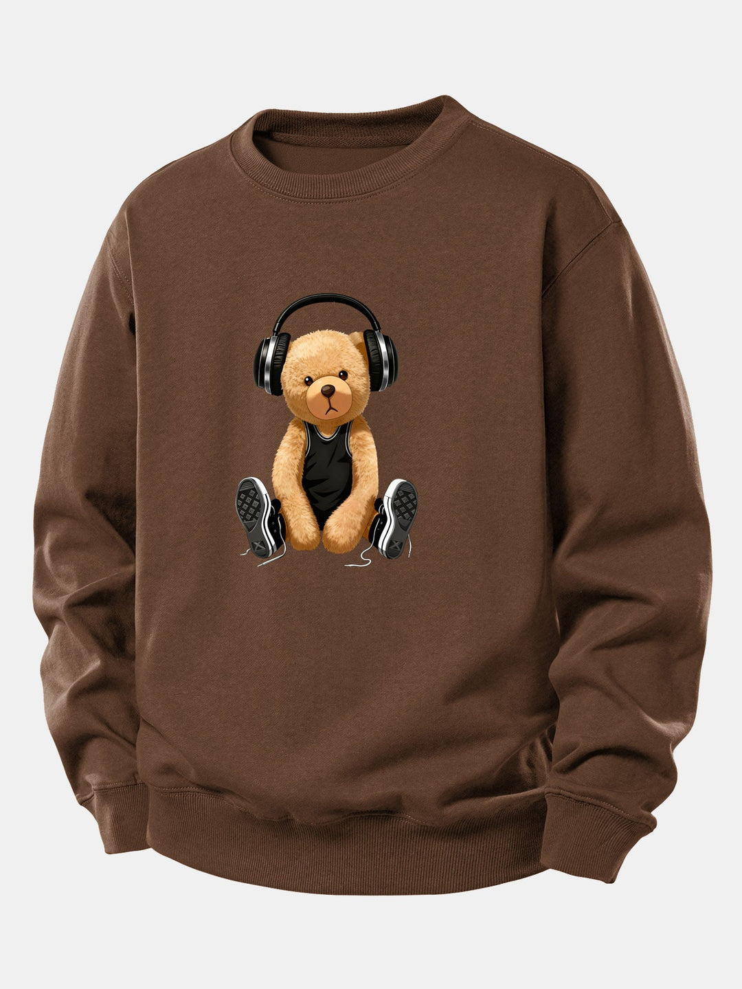 Headphone Bear Print Relax Fit Sweatshirt
