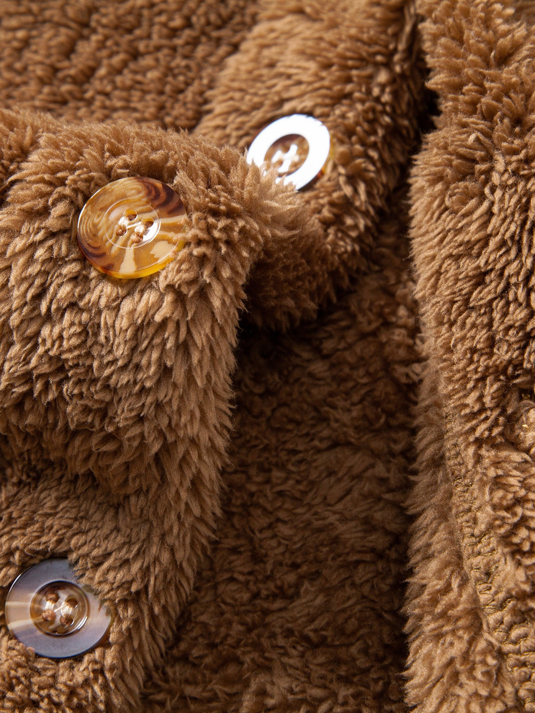 Teddy Fleece Button Up Hooded Coat