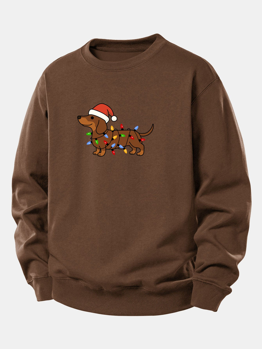 Christmas Colorful Light Dog Print Relax Fit Sweatshirt