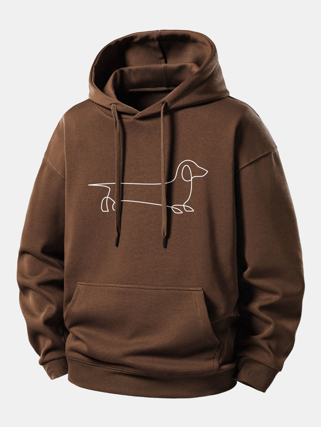 Line Dachshund Print Relax Fit Hoodie
