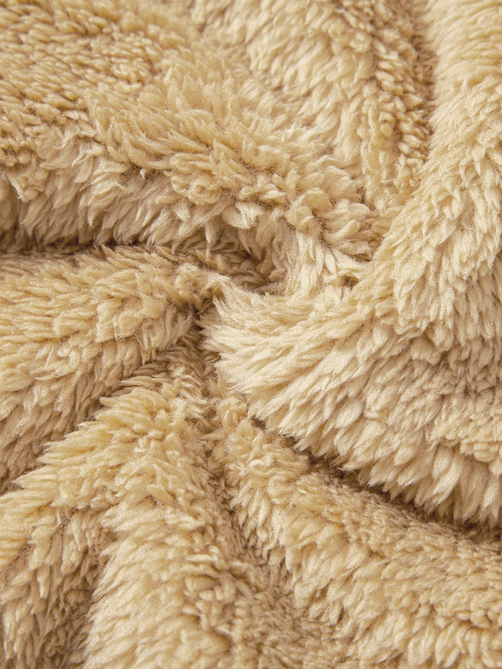 Smiley Face Embroidered Teddy Hoodie