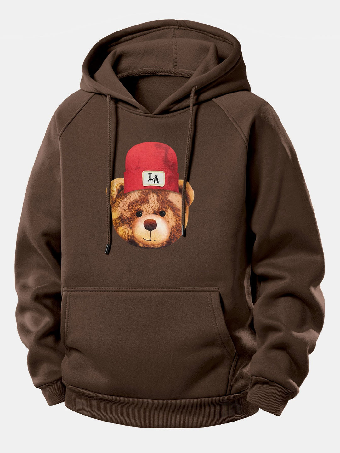 Los Angeles Bear Print Drawstring Hoodie