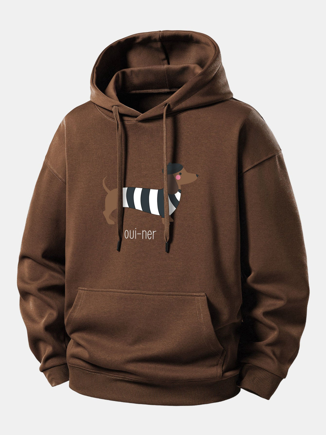 French Dachshund Print Relax Fit Hoodie