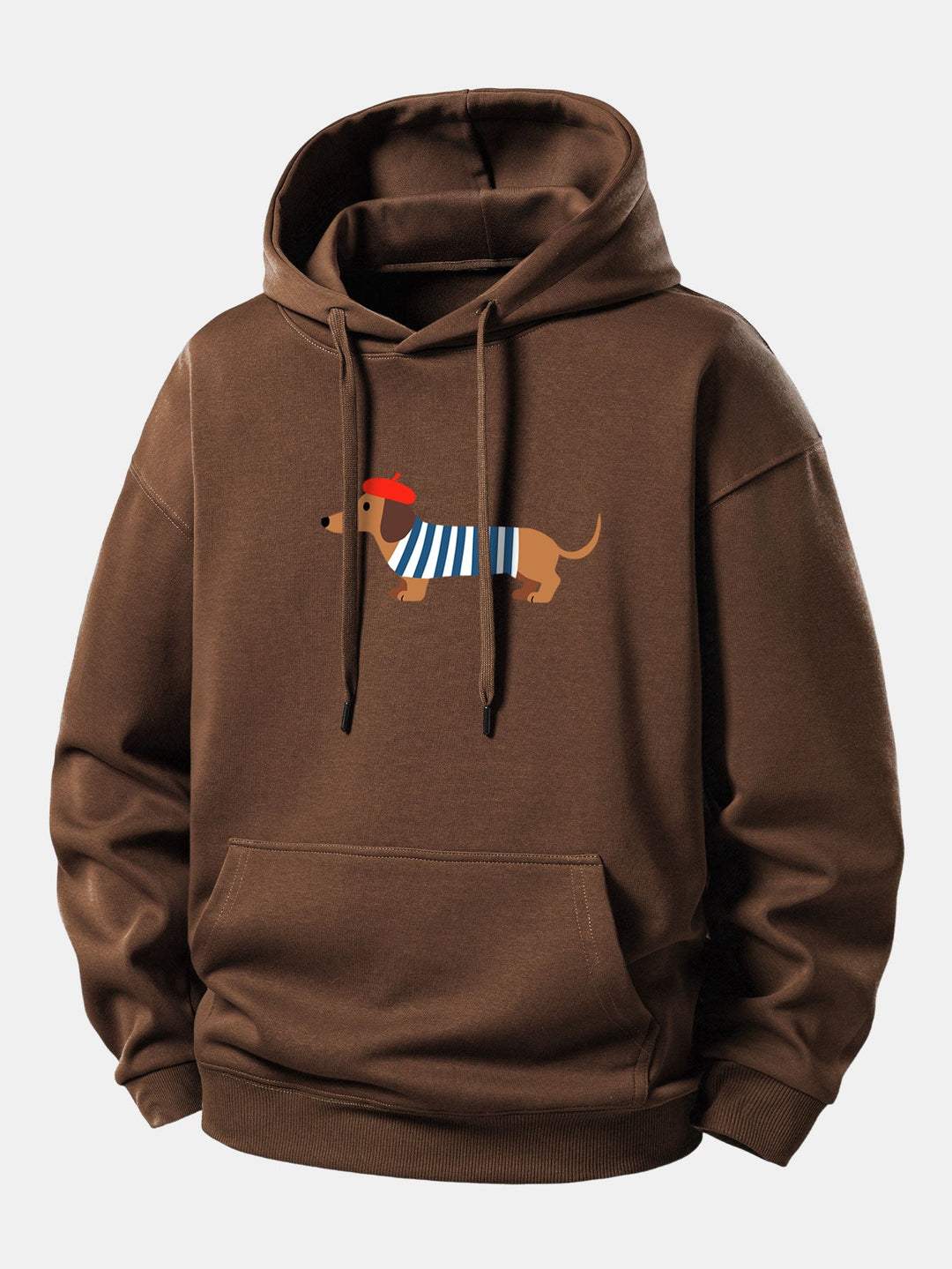 French Dachshund Print Relax Fit Hoodie