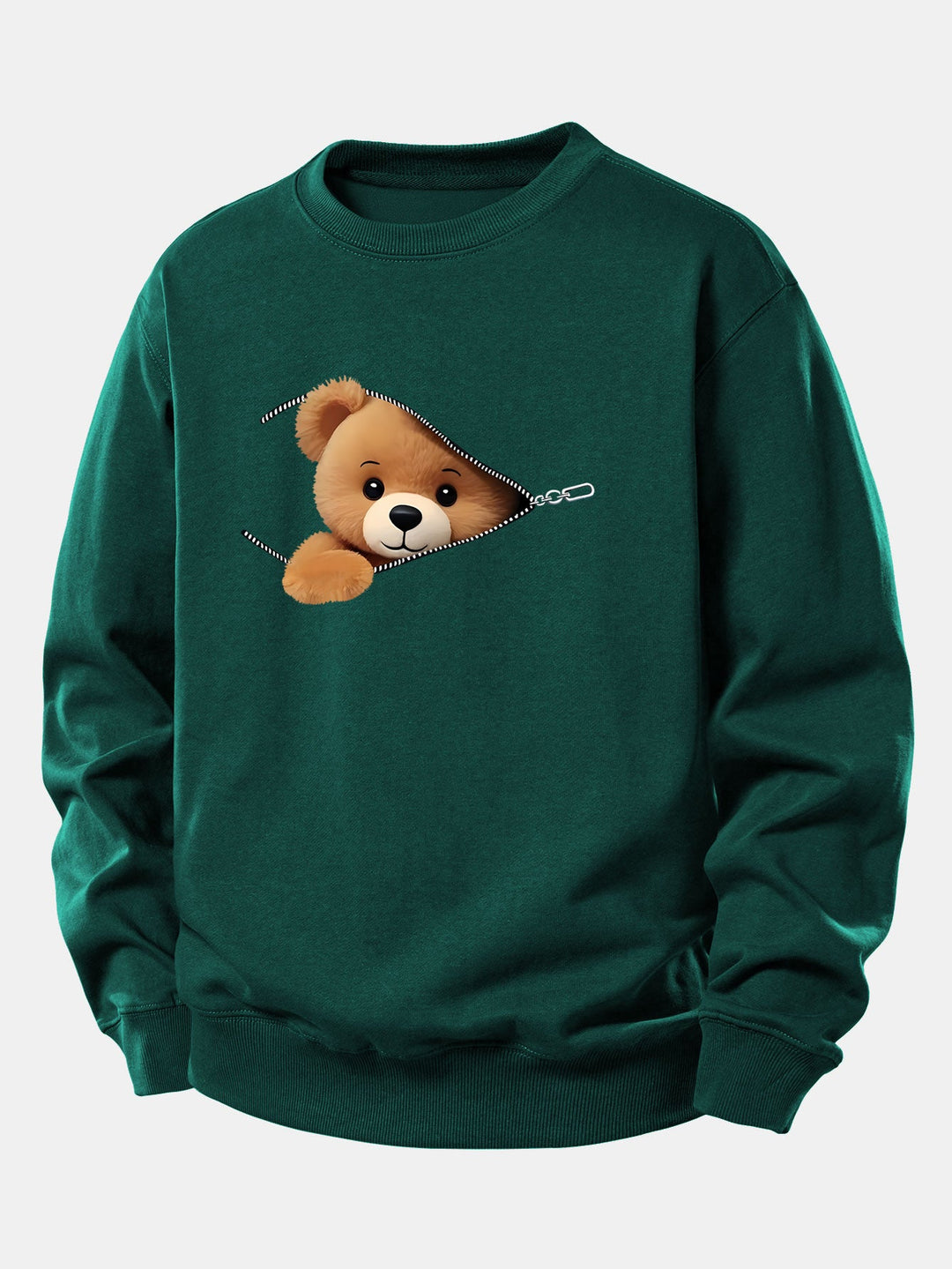 Zipper Bear Print Relax Fit Sweatshirt