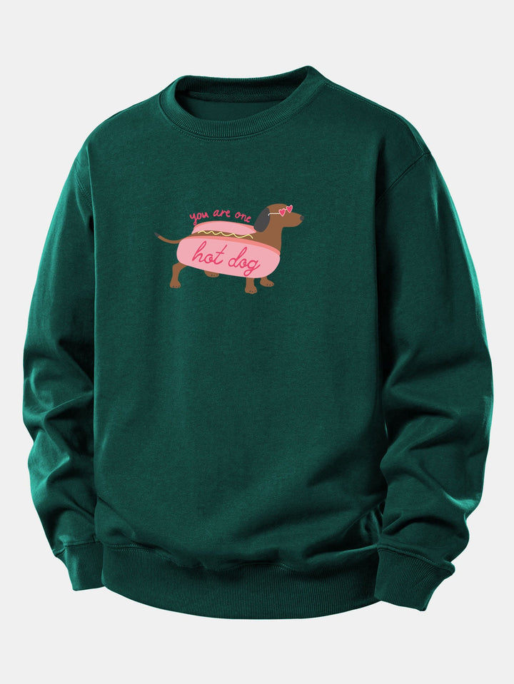 Hot Dog Dachshund Print Relax Fit Sweatshirt