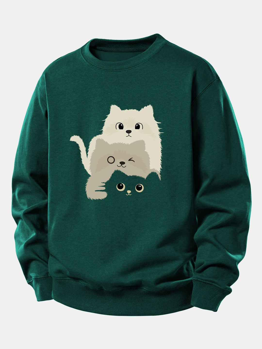 Three Cats Print Relax Fit Sweatshirt
