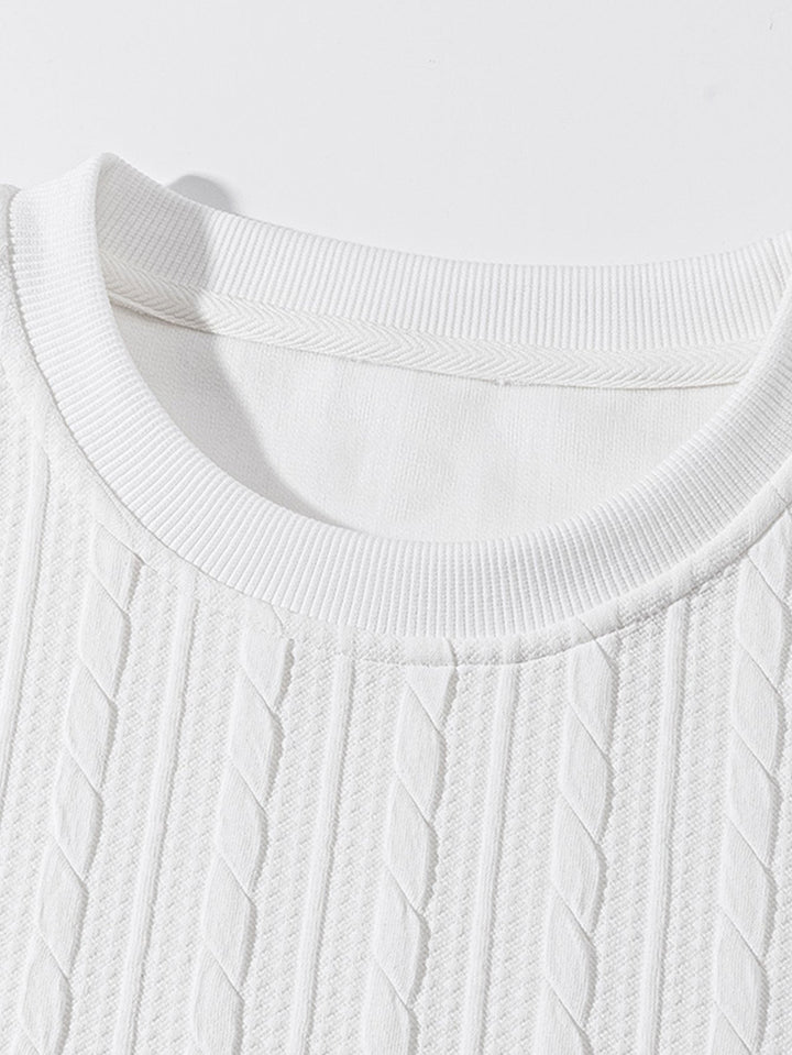 Relax Fit Twist Jacquard Crew Neck Sweatshirt & Twisted Jacquard Straight Leg Pants