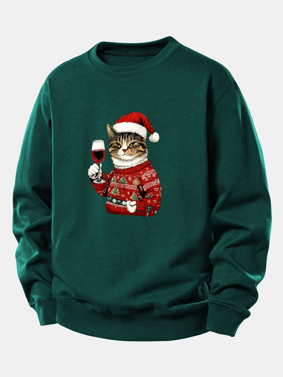Christmas Cat Print Relax Fit Sweatshirt