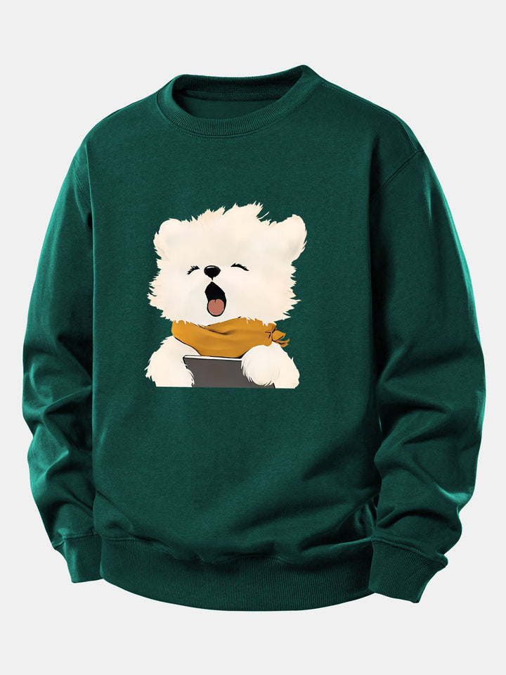 Yawning Puppy Print Relax Fit Sweatshirt